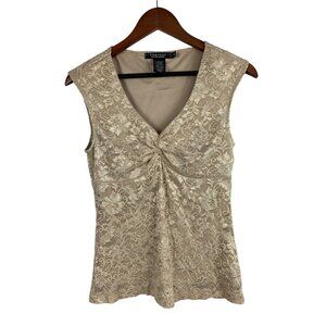 Rampage Womens Beige Lace Sleeveless Top M